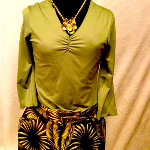 NWOT RUCHED SAGE GREEN BLOUSE